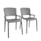 Cosco Outdoor/Indoor Stacking Resin Chair with Square Back and Arms, Gray, 2PK 87532GRY2E - alternate 7
